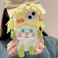 thumbnail image 6 of Cute Cartoon Yellow Furry Phone Case Compatible with iPhone 13 pro max, Funny 3D Fluffly DIY Braids Plush Winter Warm Shockproof Phone Cover for Girls Women, 6 of 12