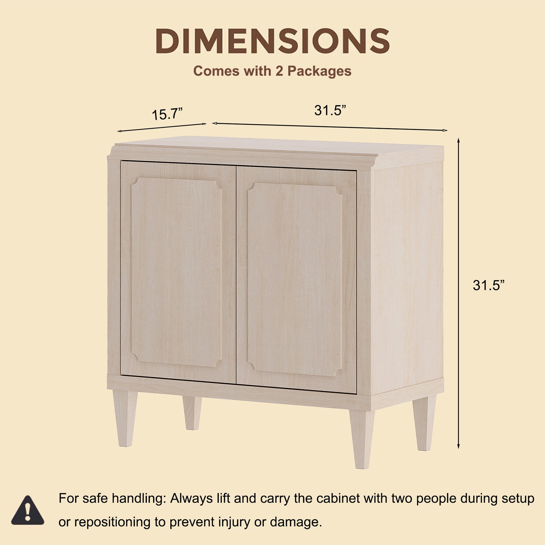 63" Oak Buffet Cabinet with Embossed Door, Modern Sideboard with Storage, Light Oak