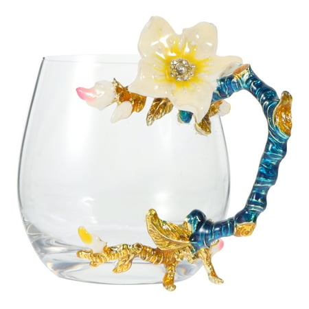 

European Classic Water Cup Creative Flower Handle Cup Home Glass Coffee Mug