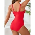 thumbnail image 5 of Sociala Ribbed Swimsuits for Womens Double Straps One Piece Swimwear, 5 of 5