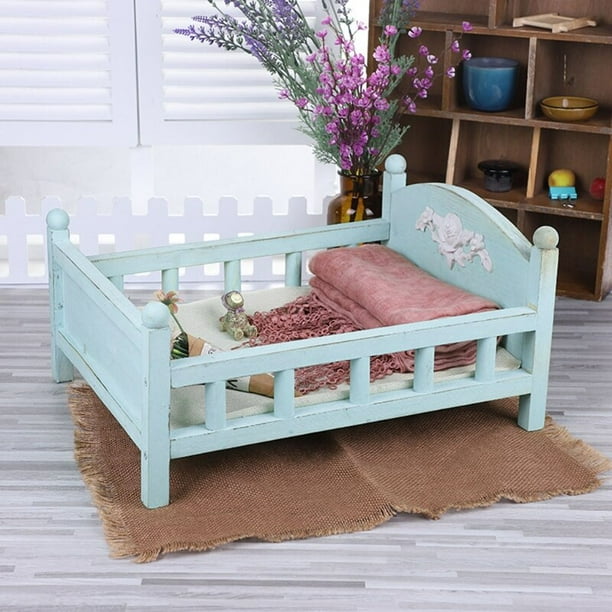 Posing Detachable Mini Retro Bed Baby Photo Shooting Props Wooden Crib heqiyong LED