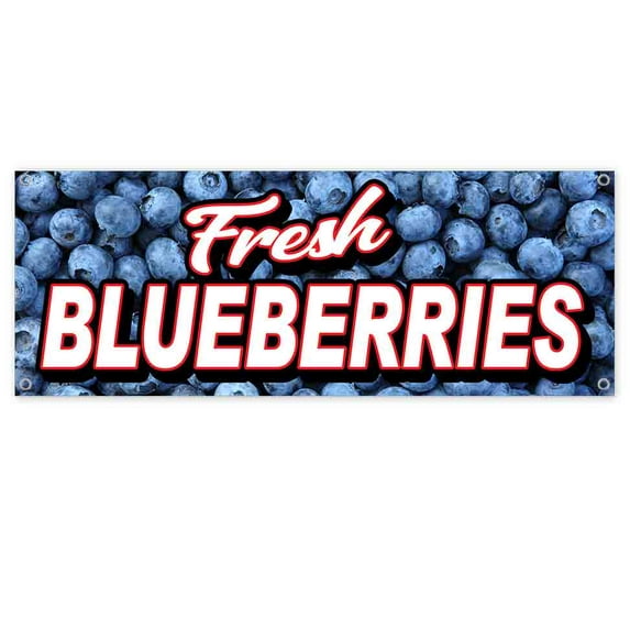 Fresh Blueberries 13 oz Vinyl Banner With Metal Grommets