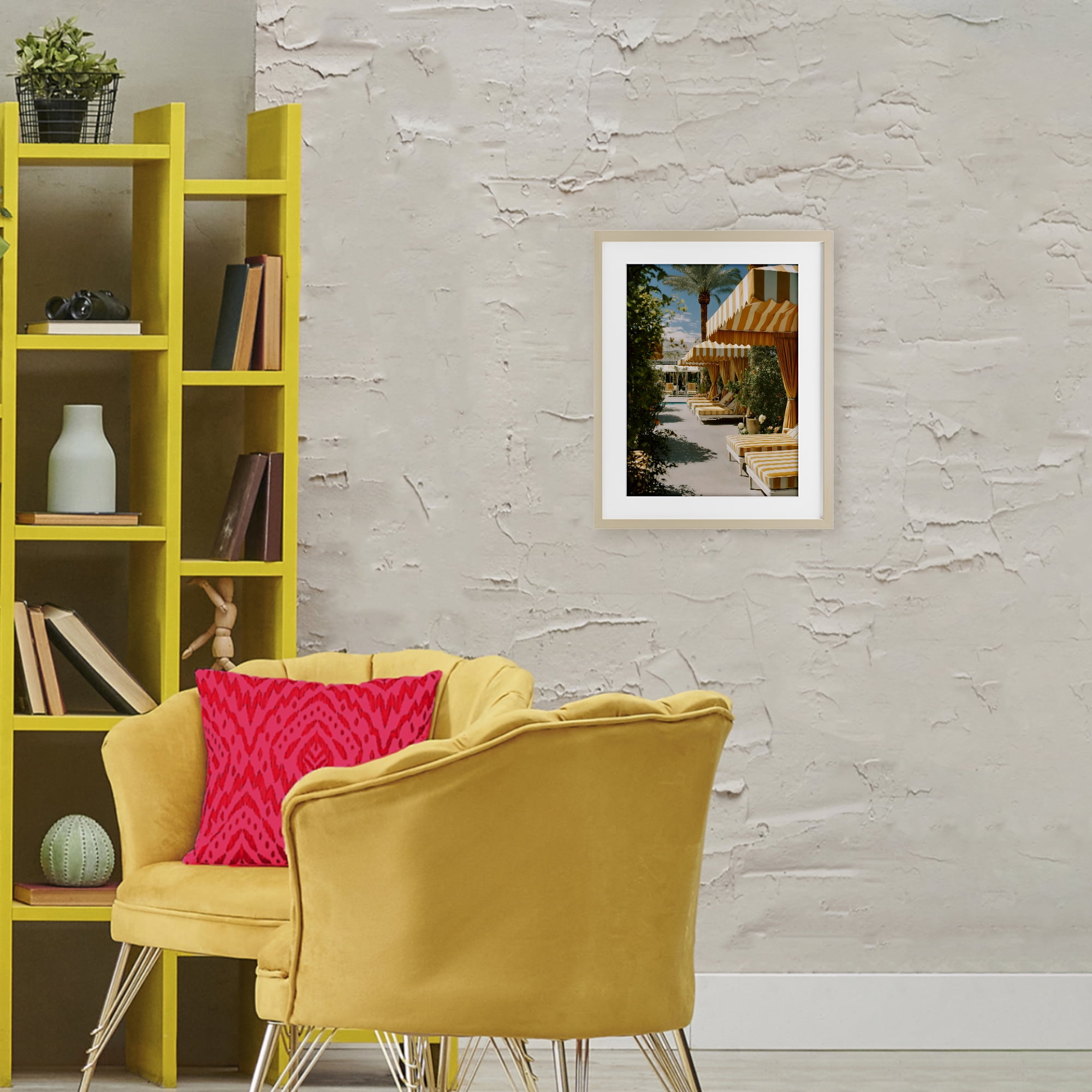 Stupell Industries Vintage Cabanas at Poolside Birch Framed Print Under Glass, design by Franklyn Gregory