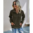 thumbnail image 2 of FUNING  Women's Casual Long Sleeve Lapel Zipper Sweatshirt Drawstring Loose Pullover Tops, 2 of 7