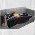 thumbnail image 6 of Galaxy Soft Flannel Fleece Throw Blanket, Moon Theme with Planet Earth and Sunlight in Outer Space Stardust Art Print, Cozy Plush for Indoor and Outdoor Use, 70" x 90", Purple Blue, by Ambesonne, 6 of 6