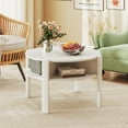 thumbnail image 4 of Gymax 29.5'' 2-Tier Round Coffee Table w/ Storage 4 Shelves Faux Wooden Top, 4 of 10