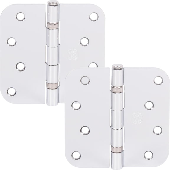 Stone Harbor Hardware 4" Ball-Bearing Door Hinges, 5/8" Radius Corner, Polished Chrome, 2-Pack