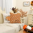 thumbnail image 3 of Fall Pillow Covers 20 x 20 Inch Set of 4, Striped Buffalo Plaid Polka Dots Pumpkins Leaves Decorative Farmhouse Throw Cushion Cases Indoor Decoration Home Decor for Sofa Couch (Orange) G402-20, 3 of 6