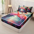 thumbnail image 2 of jejeloiu Pink Cute Flamingo Zipper Full Size Comforter Sets with Fitted Sheet and 2 Pillowcases Kids,Tropical Wild Animals Zipper Bedding Set,Reversible,4 Pieces, 2 of 7