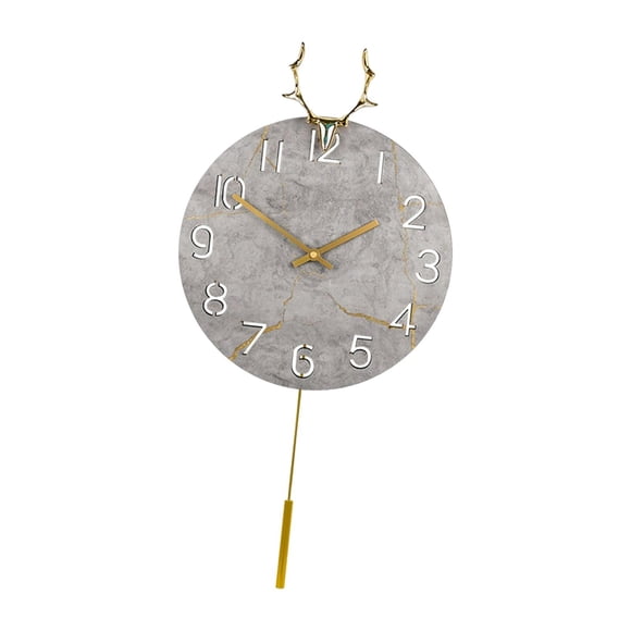 Reloj de Pared de Madera Silencioso Perfecl Estatua de Cabeza de Ciervo Gris Reloj de pared de péndulo