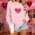 thumbnail image 2 of Women's Valentine's Sweatshirt Long Sleeve Cute Print Crewneck Pullover Loose Tunic Top Pink-1 XL, 2 of 6