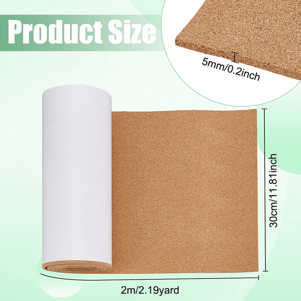 78.7x11.8inch Self Adhesive Cork Roll Bulletin Board Roll DIY Cork Material (5mm Thick) Easy-Cut Self-Stick Surface