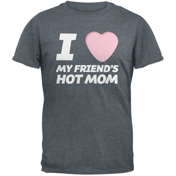 I Love My Friends Hot Mom Candy Heart Dark Heather Grey Adult T-Shirt - Medium