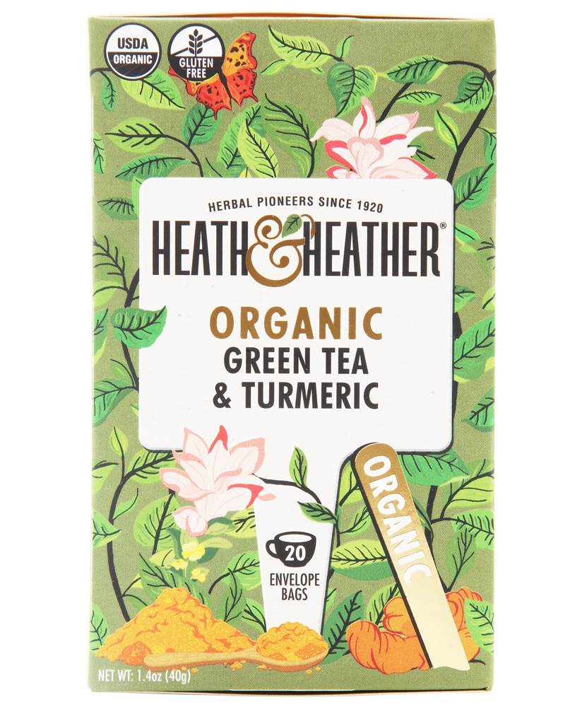 Heath & Heather Organic Green Tea & Turmeric 20 Tea Bags