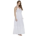 thumbnail image 4 of LA LEELA Women's A-Line Maxi Gown Smocked Top Frill Dress Long Sleeveless Casual Tube Dresses for Women S-M Solid, White, 4 of 6