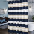 thumbnail image 3 of Khaki Navy Blue Stripe Shower Curtains for Bathroom, Modern Abstract Washable Fabric Shower Curtain with Hooks Waterproof Bathroom Decor Sets, 66 x 72 Inches, 3 of 9