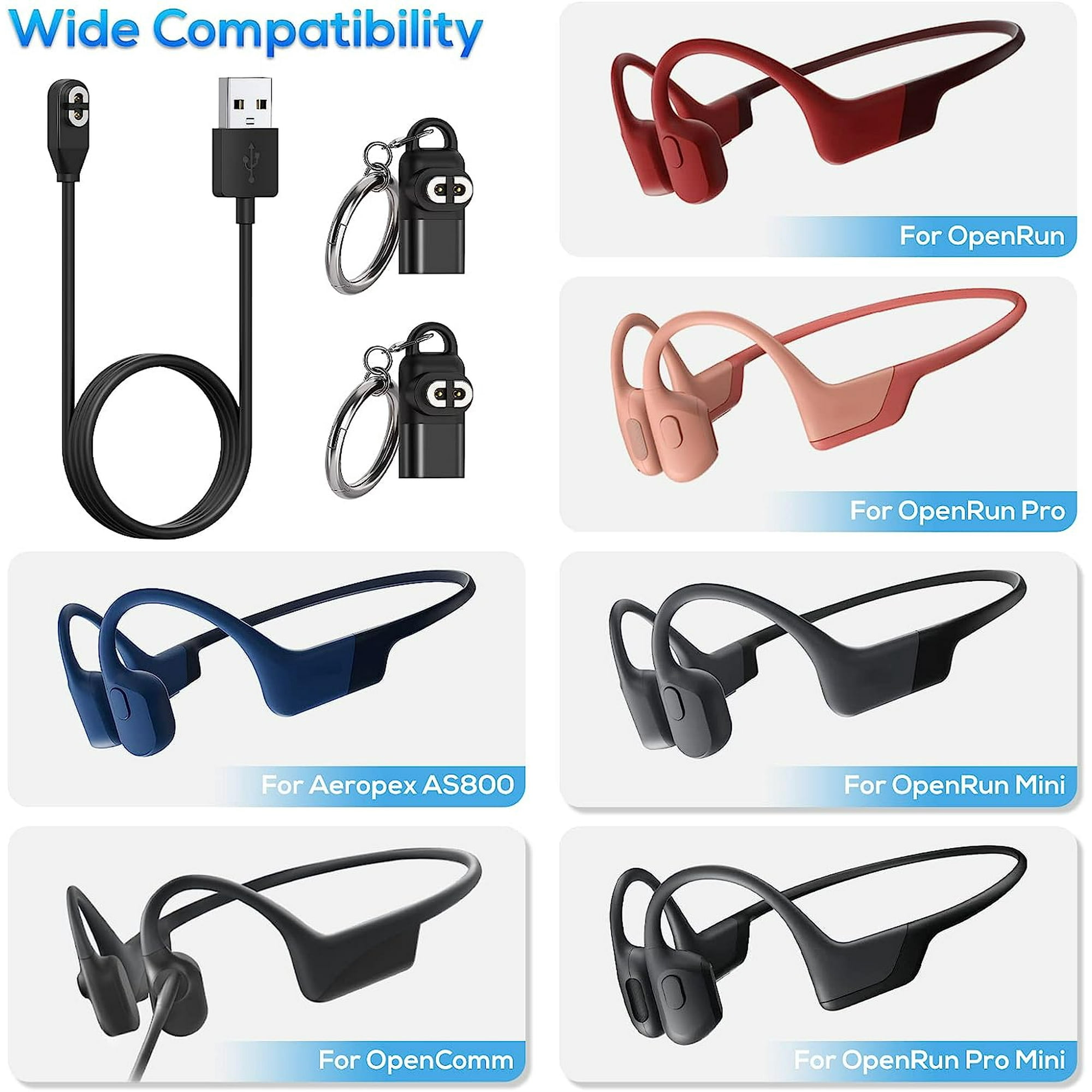 2-Pack Magnetic USB-C Charging Cable For Shokz Headphones - Compatible With OpenRun Pro & More