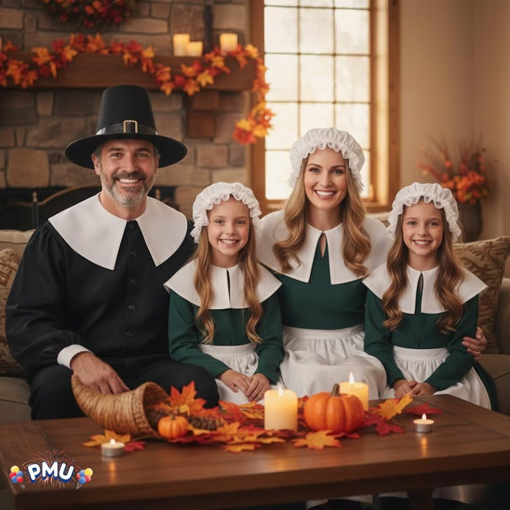 PMU Thanksgiving Colonial Mob Hat, White Bonnet Cap Pack of 1