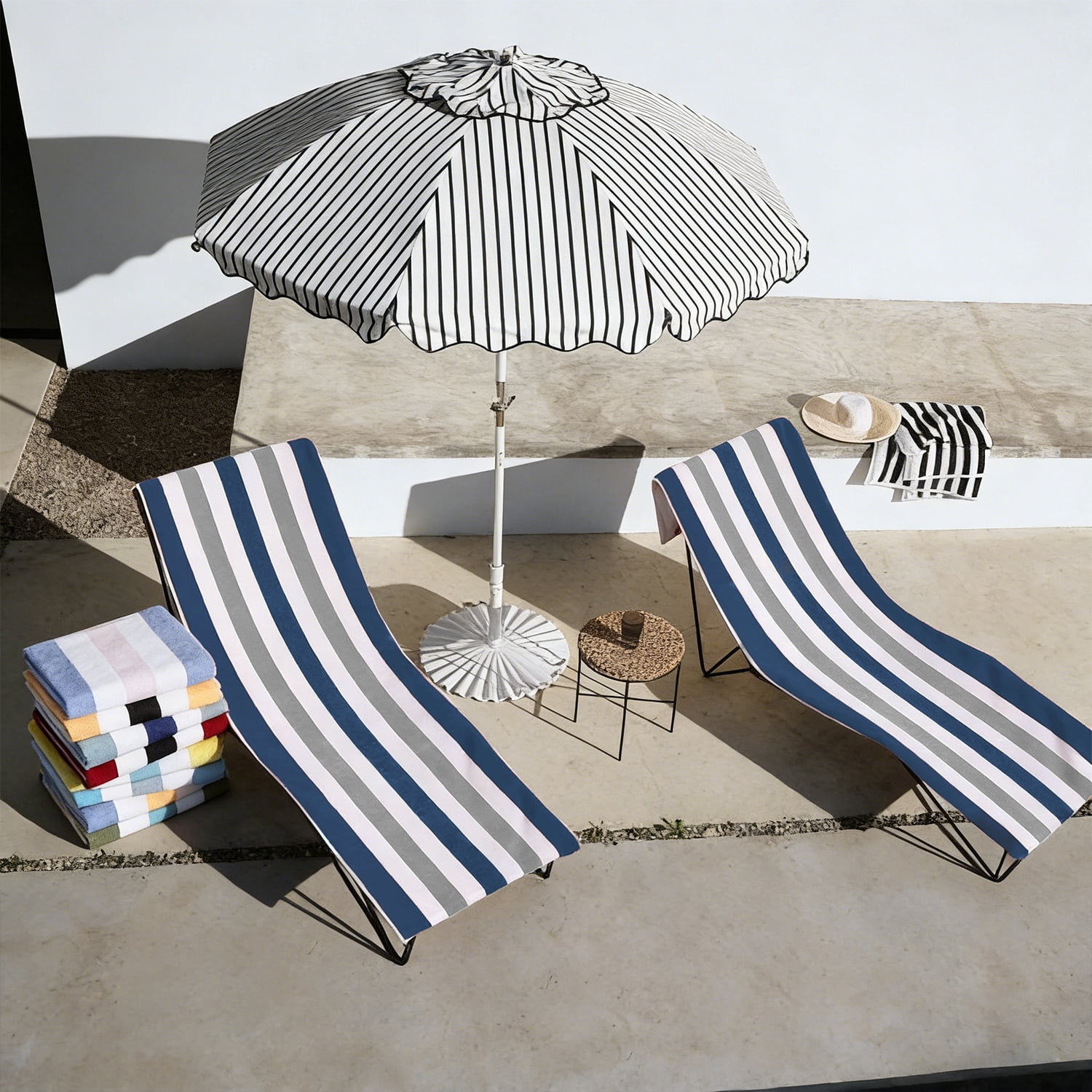 Beartech 4 Pieces Beach Towel Set,30x60 inches Striped Beach Towels Soft Camping Travel Towels, Lightweight Quick Dry Pool Towels for Beach Shower Towels Swim Towels Absorbent for Adults