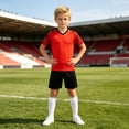 thumbnail image 5 of LPKRT Boys 2 Piece Matching Clothing Set Short Sleeve And Shorts Two Piece Sports Training Breathable Lightweight Outfits Sets Red 15-16 Years, 5 of 9