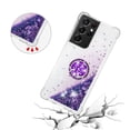 thumbnail image 5 of Funda para Samsung Galaxy S21 Ultra 5G con Brillo Líquido Flotante, Purpurina, Parachoques y Anillo Giratorio Soporte, 5 of 5