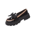 thumbnail image 2 of XUNKUSGA Loafers for Women Cute Bowknot Round Toe Leather Dress Shoes Fashion Color Block Thick Heel Anti Slip Womens Slip On Shoes for Work Daily,Black,5.5, 2 of 6
