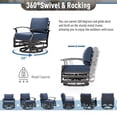 thumbnail image 2 of ALAULM Aluminum Patio Furniture Set 5-Seat Modern Outdoor Conversation Sets w/Swivel Rocking Chairs with Rectangular Coffee Table, Navy Blue, 2 of 9