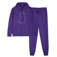 thumbnail image 2 of ibuvkizy Hoodie Sweatsuits Women 2 Piece Outfit!Men's and Women's Sports Tracksuits Long Sleeve Pullover Hoodies Sweatshirt Loose Coat and Sweatpants Fall Winter Suit Purple,XL, 2 of 7