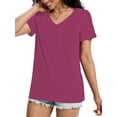 thumbnail image 5 of Womens T Shirts V-Neck Short Sleeve Summer Tops Casual Basic Tees Trendy, 5 of 5