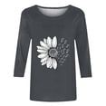 thumbnail image 4 of ZHENHONG Graphic Tees for Women, Women's Sunflower Chrysanthemum Flower Butterfly Print 7 Quarter Sleeve Crew Neck Top Going Out Tops, 4 of 5
