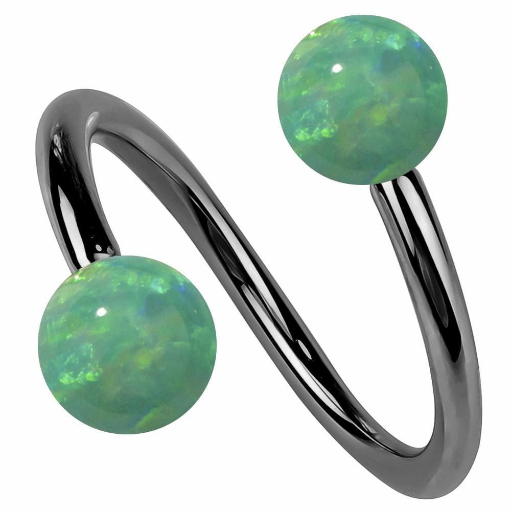 Opal 14K Black Gold Twister Spiral Barbell by