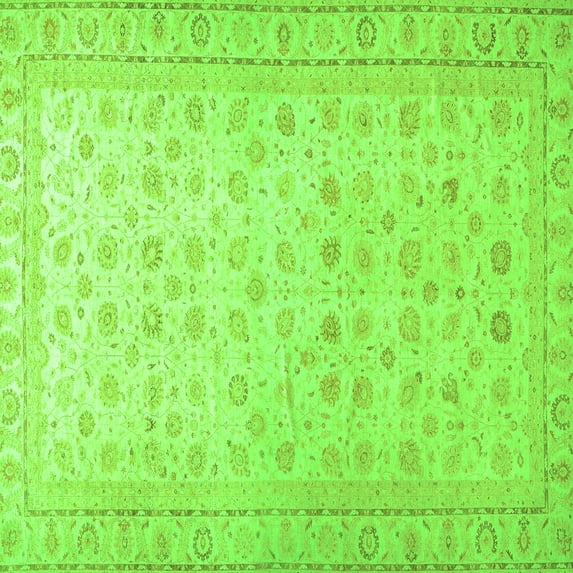 Ahgly Company Indoor Square Oriental Green Traditional Area Rugs, 3' Square