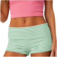 thumbnail image 2 of uublik Womens Striped Shorts Casual Elastic Waist Shorts Summer Lightweight Short Pants, Green, 2 of 6