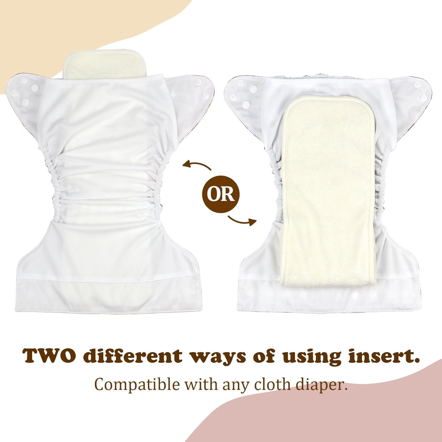 6 Pcs 4-Layer Bambo Microfiber Inserts,with 2 Pack Reusable and Washable Waterproof Pail Liner with Strap