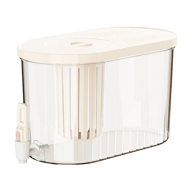 Beige Modern Square Water Pitcher With Ergonomic Handle Crystal-Clear View Liquid Level Indicator #8426L