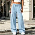 thumbnail image 2 of Njagoc3 Wide Leg Pants for Women Yoga Sweatpants Lounge High Waisted Drawstring Casual Loose Baggy Pants, 2 of 6