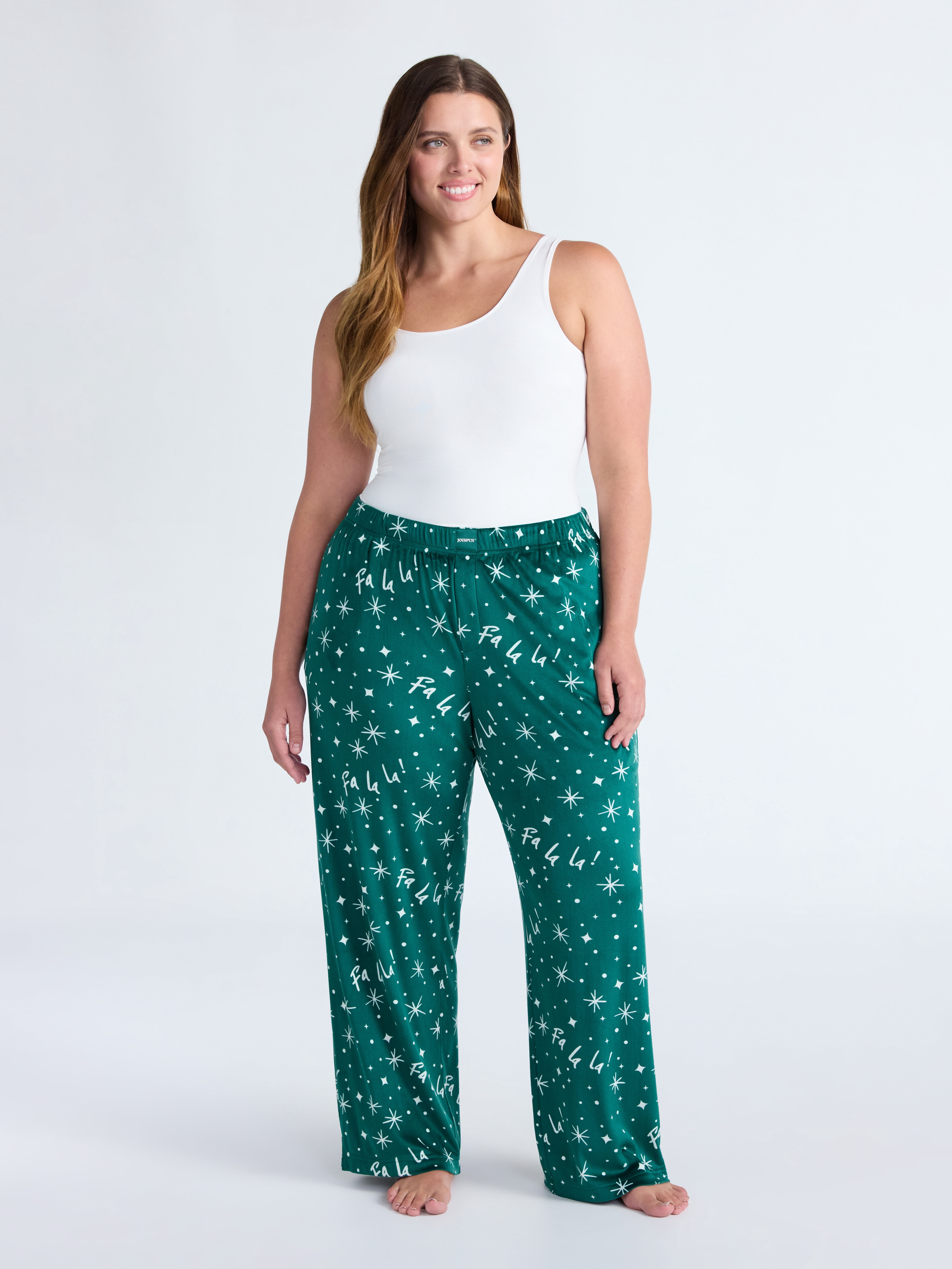 Joyspun Women's Velour Wide-Leg Sleep Pants, Size XS-3X