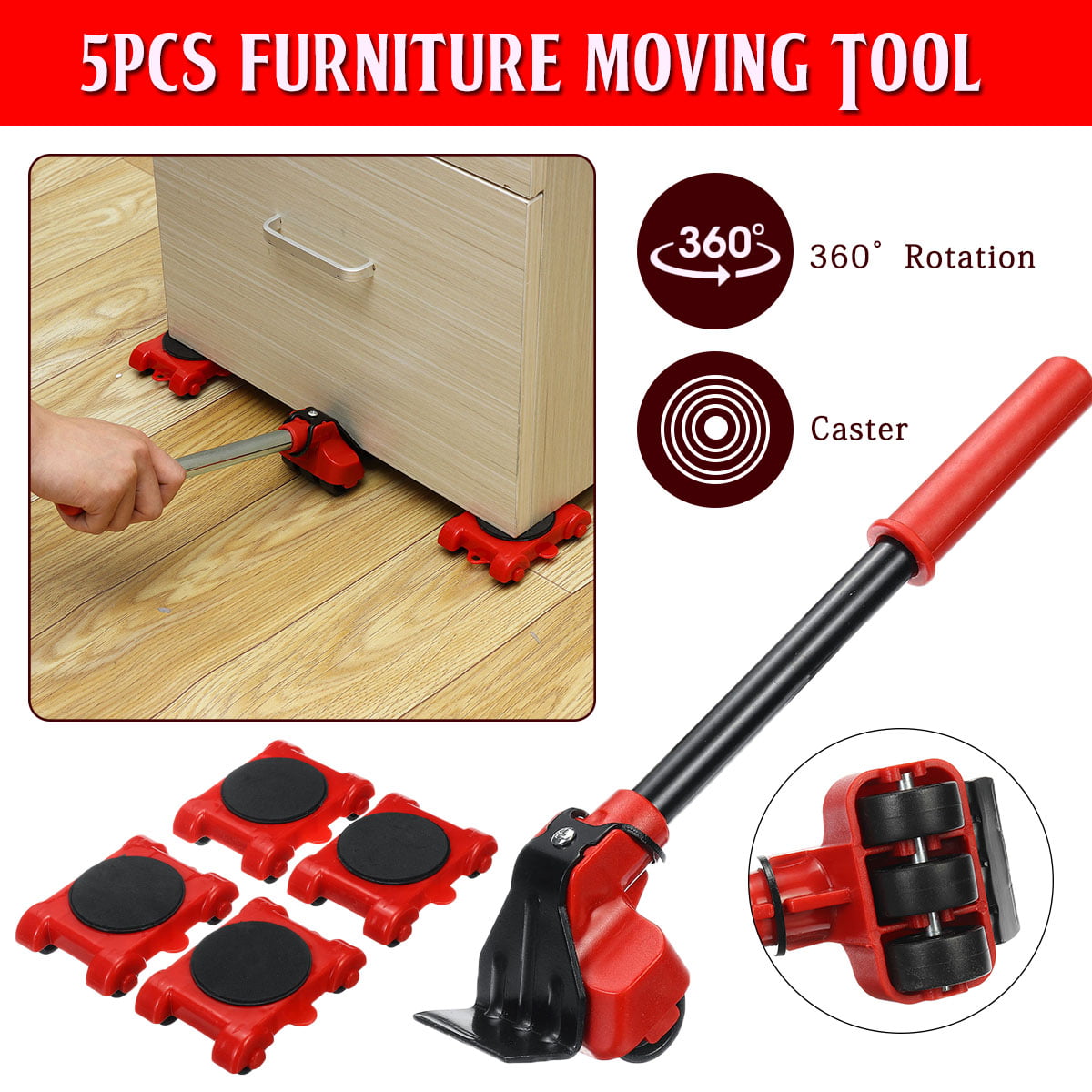 Sedeta Furniture Slider 5pcs Moves Furniture Tool Moves Furniture Lifter with 4 Furniture Moving Dolly Wheel 
