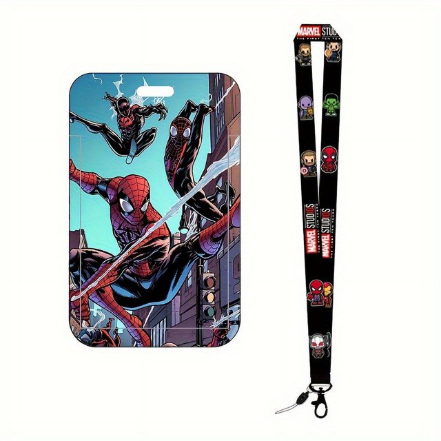 Spider-Man Themed Lanyard with Badge Holder Set - Officially Licensed, Durable Plastic Accessory with Keychain for Work, School, and Events
