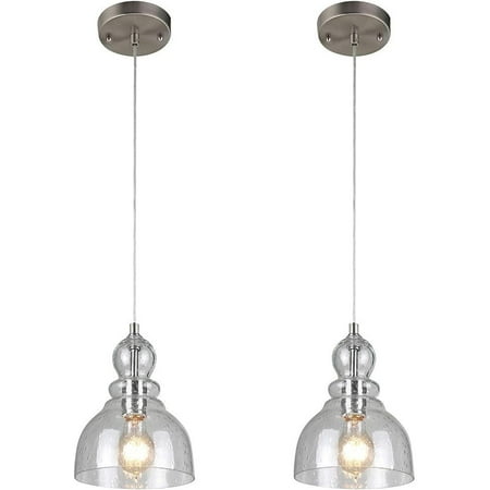 

CHAOXY Lighting 1-Light Indoor Adjustable Mini Pendant Light Base - Brushed Nickel Pendant Light - Indoor Pendant Light Fixtures (2 Pack)
