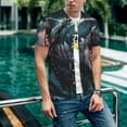 thumbnail image 6 of Lsque Wave Chain Shark Pattern Mens Polo Golf Shirts Funny Graphics Shorts Sleeve Button Shirts Baseball T-shirt-XX-Large, 6 of 7