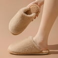 thumbnail image 2 of Wensltd Fuzzy Slippers for Women Winter Indoor and Outdoor Solid Color House Shoes with Memory Foam, 2 of 5