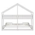 thumbnail image 6 of Twin Size House Floor Bed with Roof, Wood Double Twin Beds with Shelves and Guardrail for 2 Kids, Two Shared Beds Montessori Bed Frame, House Platform Bed for Girls Boys, Creamy White, 6 of 9