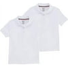 French Toast Girl's 2-Pack Short Sleeve Interlock Polo with Picot Collar, White (Large (10/12))