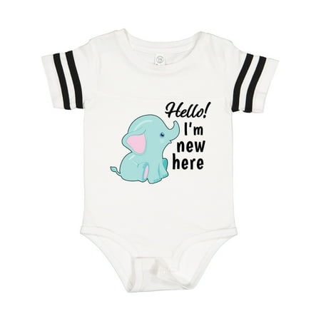 

Inktastic Hello I m New Here with Cute Baby Elephant Gift Baby Boy or Baby Girl Bodysuit