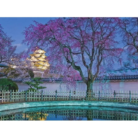 Twilight Cherry Arch Himeji Castle Behind Blooming Cherry Trees at Twilight Print Wall Art By Rudy Sulgan ()
