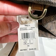 Michael Kors Womens Small Polyester Signature Tote Bag, Brown