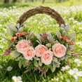 thumbnail image 4 of Front Door Spring Wreath With Artificial Green Leaves And Flowers For Indoor Outdoor Party Home Garden Wall Decor, 4 of 6