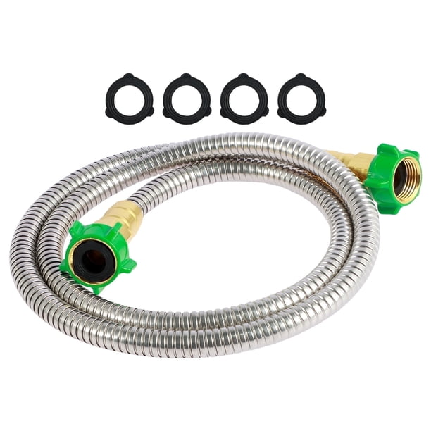 Hvxrjkn Manguera de Jardín Corta 3 Pies US 304 Manguera Líder de Jardín de Acero Inoxidable a Prueba de Fugas Manguera de Agua Flexible para Exteriores 435 Psi Max para Limpiar el Auto de Mascotas