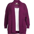 thumbnail image 6 of Terra & Sky Women's Plus Size Chenille Shawl Cardigan Sweater, Midweight, 6 of 6